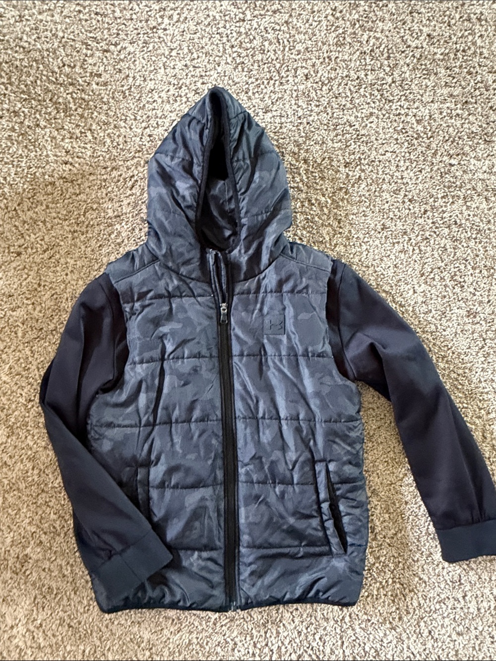 Under Armour Black camo Quilted Hooded Jacket